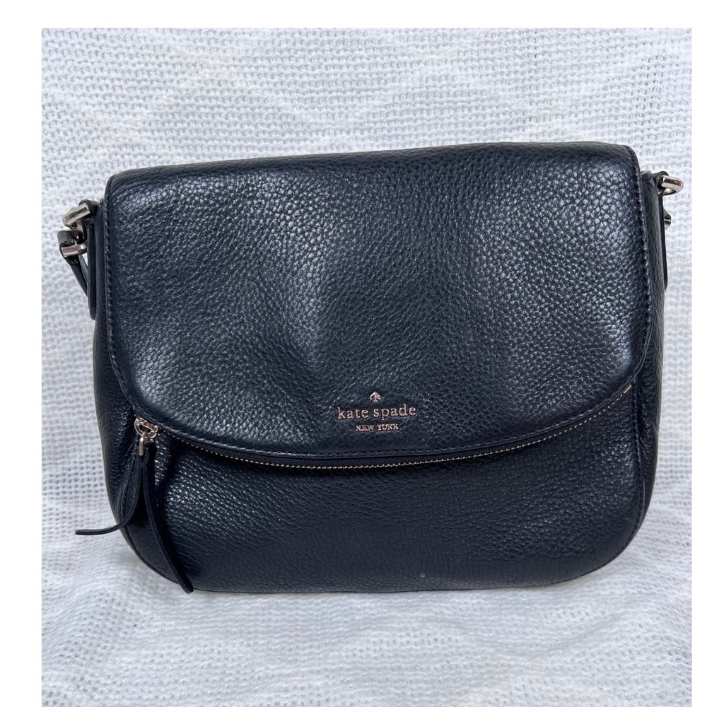Kate Spade Crossbody Bag Womens Black Pebbled Leather Cobble Hill Excellent